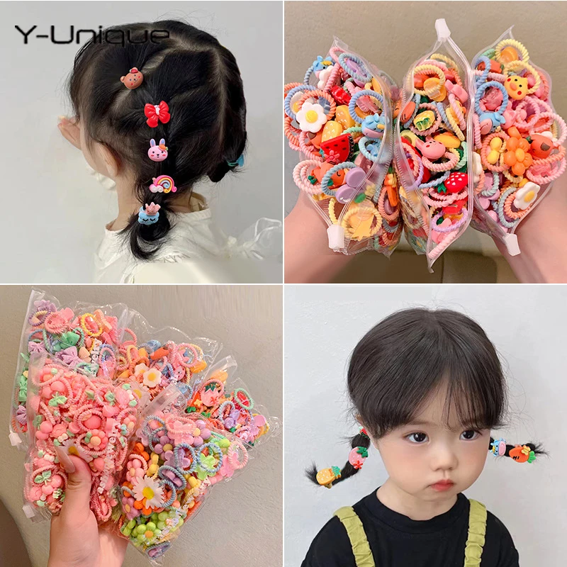 

20pcs Girls Elastic Hair Bands Mini Cartoon Cute Ponytail Rubber Scrunchies Headbands Children's Headwear Kids Hair Accessories
