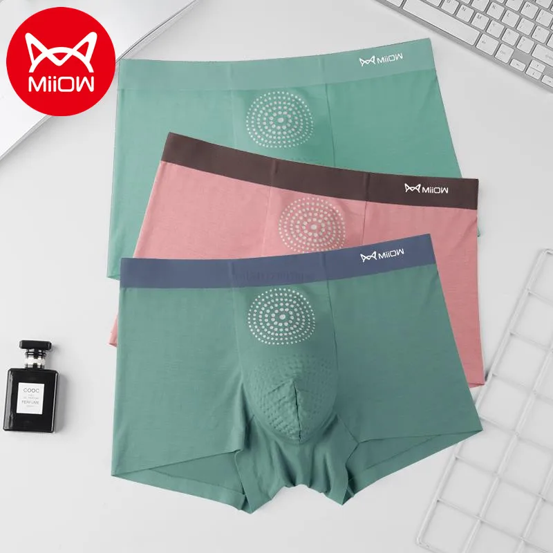

MiiOW 3pcs 50S Modal Seamless Men Underwear 3A Graphene Antibacterial Men's Panties Breather Mesh Sexy Boxer Shorts Underpants