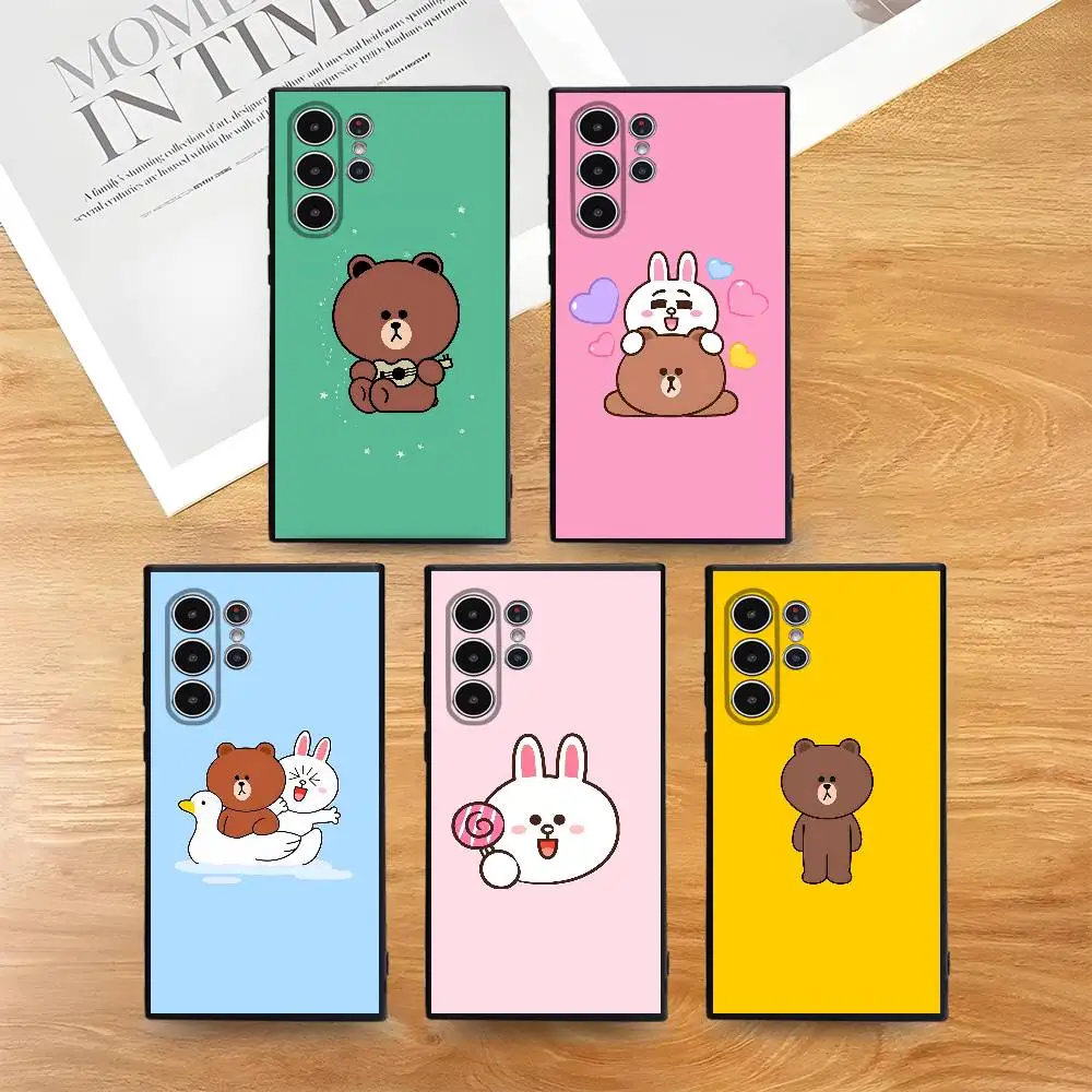 Фото Милый чехол для телефона L-LINE FRIENDS с коричневым медведем и кони, приятный для кожи мягкий чехол из ТПУ, совместимый с Samsung S21/S22/S23/S24/S25 FE/Pl №1