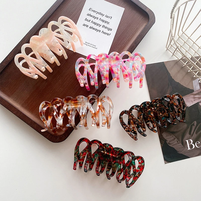 

Korean Retro 11.5cm Large Geometry Colorful Hair Clip Claw Fashion Acetic Acid Sheet Shark Clip Hair Accessories For Woman Girl