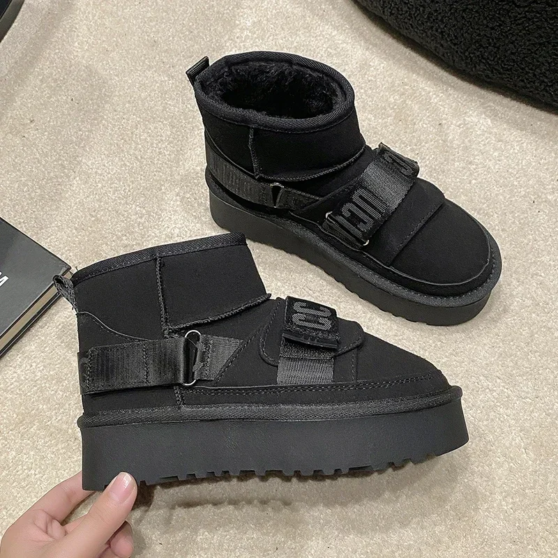 Новинка 2024 зимняя обувь из матовой воловьей кожи женские ботинки Нескользящие