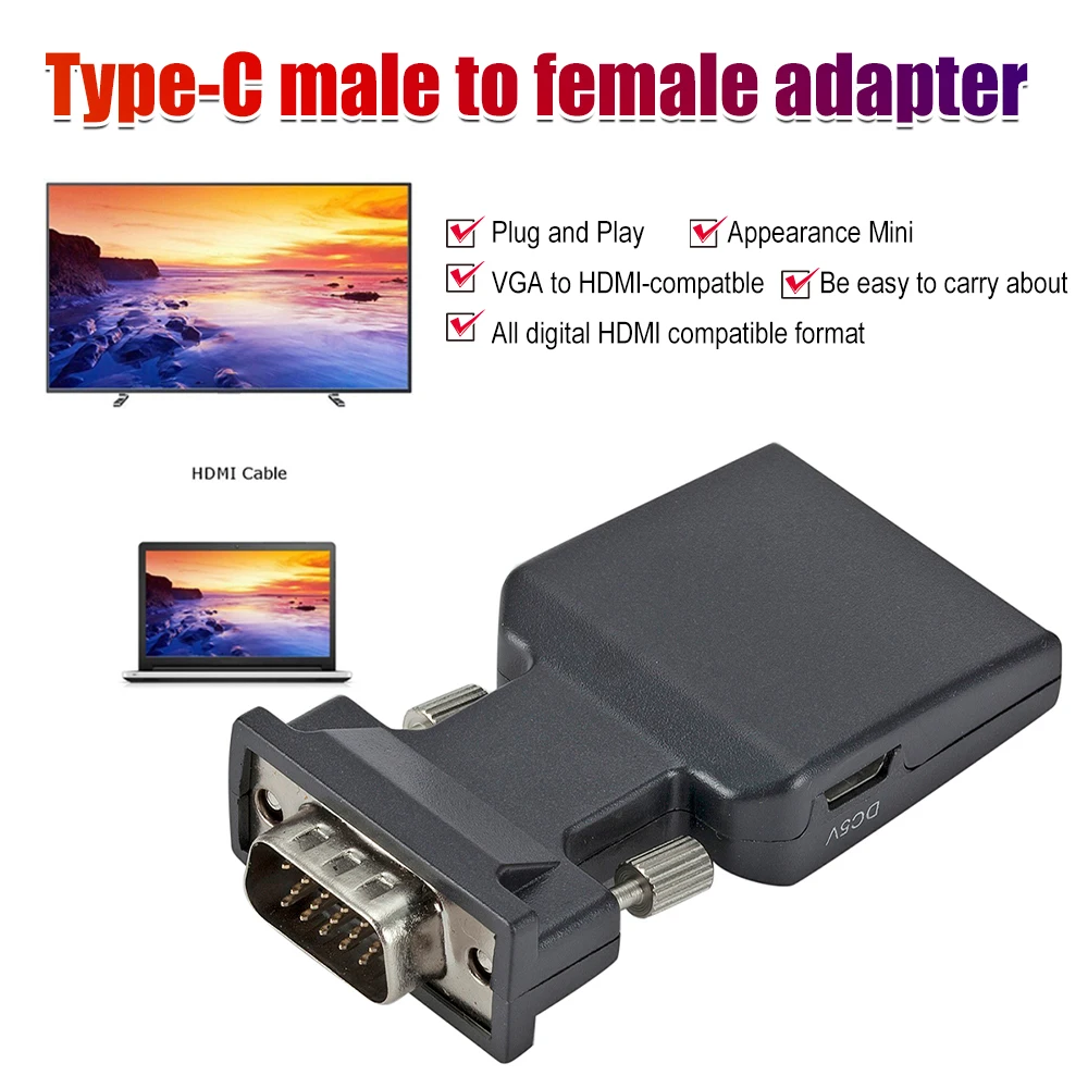 

HD 1080P VGA to HDMI-compatible Converter Adapter With Audio For PC Laptop to HDTV Projector HDMI-compatible To VGA Adapter