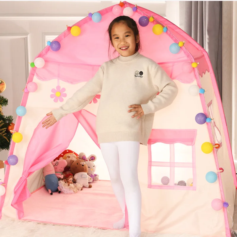 

Cloth Children's Flower Tent Boys and Girls Indoor Outdoor Children's Room Cartoon Pink Girls Portable Dollhouse Gifts for Girls