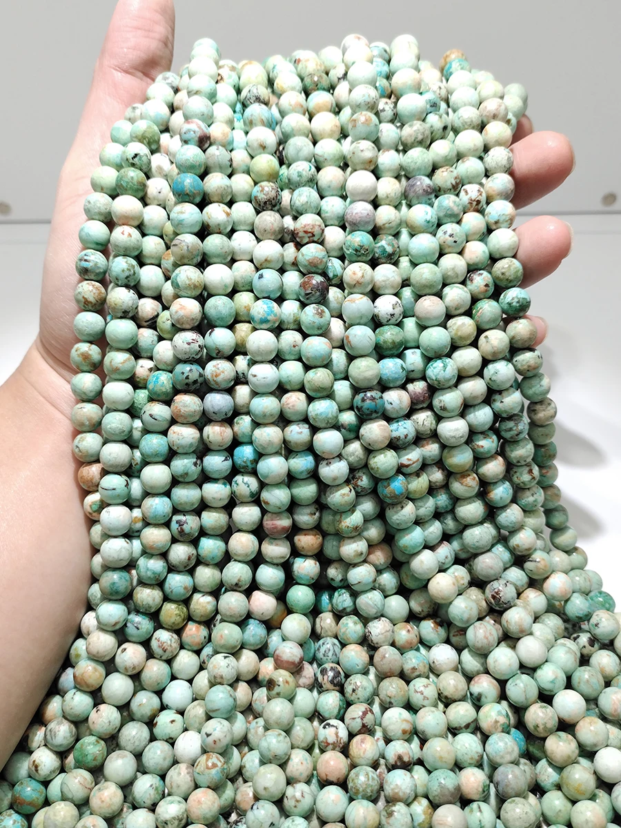 Natural Stone Green Turquoise Crystal For Jewelry Making Round Spacer Beads Diy Bracelets Necklace Accessories 15
