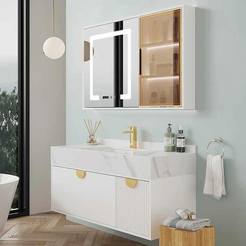

Light luxury simple bathroom cabinet combination ceramic basin mirror cabinet bathroom washbasin washbasin cabinet combination
