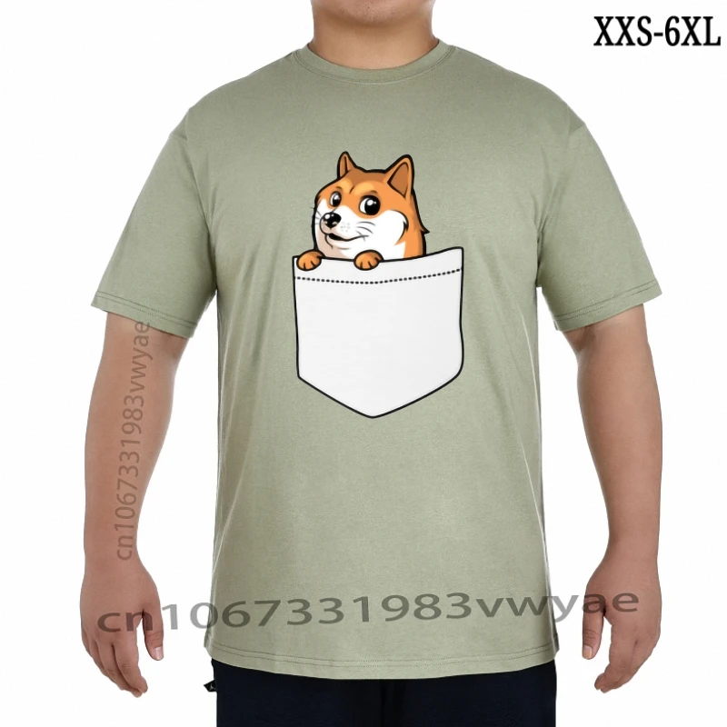 

Doge футболка с карманом Doge, Мужская футболка с карманом Doge, 100 хлопок, футболка с принтом, Пляжная развлекательная футболка 5x