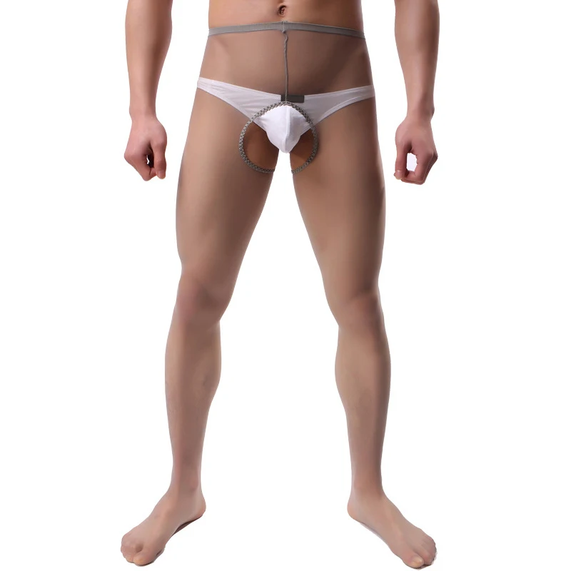 

Open Crotch Pantyhose Men's Sexy Thin See Through Tight-Fitting Panty-Hose Hollow Out Exposed Butt Crotchless Pantyhose Hosier