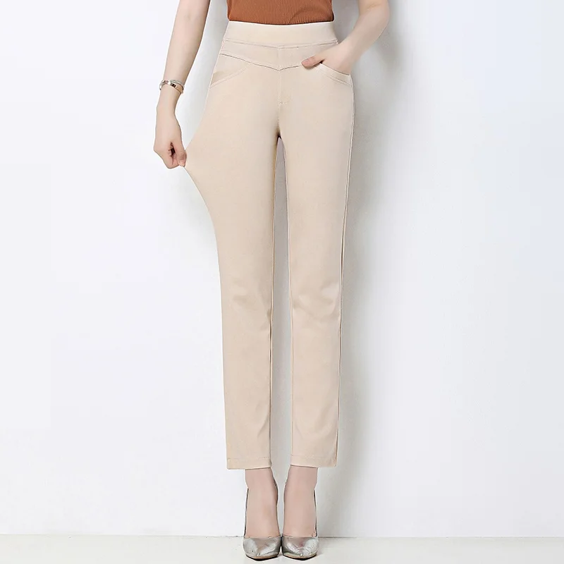 2023 women casual pants high waist Solid color stretch slim female trousers zde2999