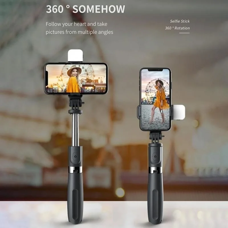 

L02s Selfie Stick Wireless Bluetooth with Fill Light Tripod Remote Control rotating 360 Folding Phone Handheld Gimbal Stabilizer