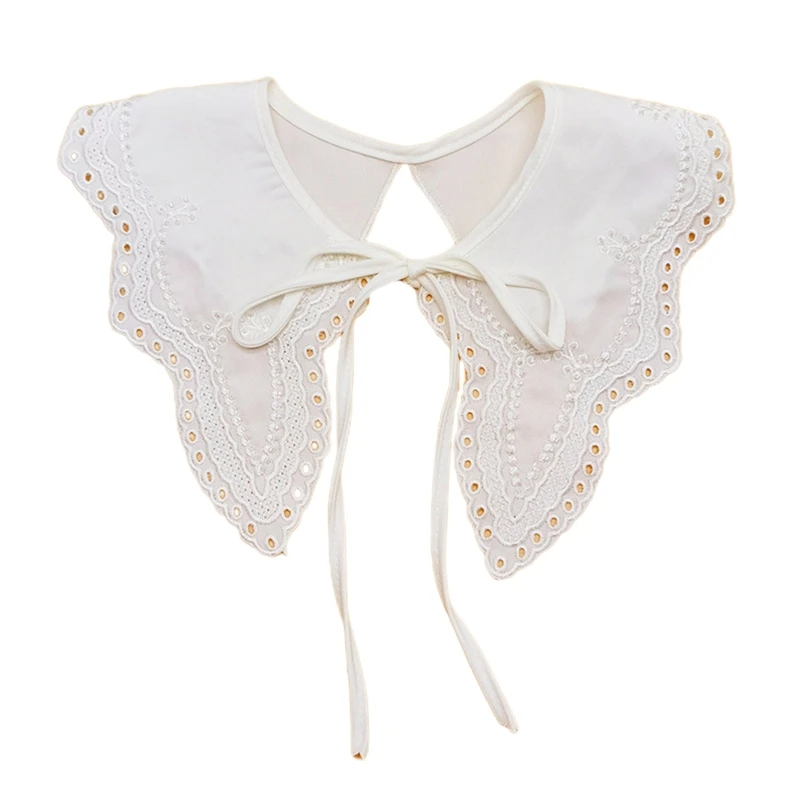 

HXBA False Collar Dickey Collar Embroidery Collar Venise Lace Up Neckline Easy To Wear Detachable Collar Women