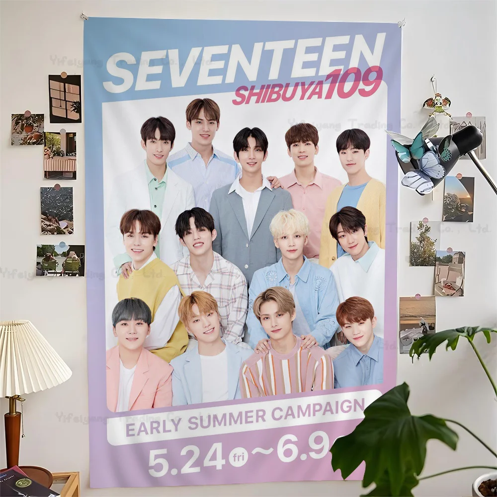 Seventeen Kpop Cartoon Tapestry Wall Hanging Decoration Household Home Decor