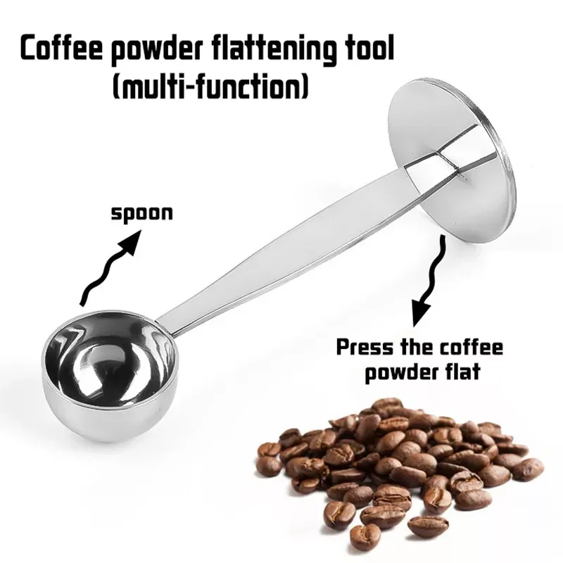 

2022New 2 in 1 coffee spoon Stainless steel powder press 10g standard spoon coffee bean tea small spoon Coffee maker bar accesso