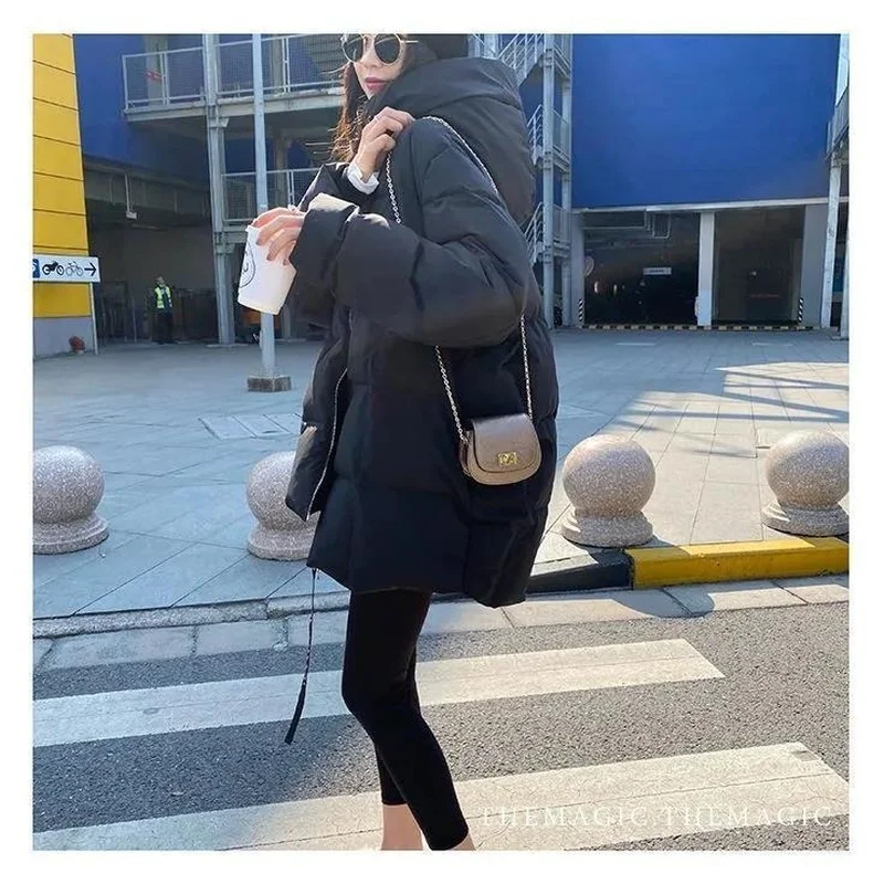 2021 New Kawaii Korean Style Coat Loose Warm Thick Winter Mid-length Bread Coat Jacket Tide Down Cotton Jacket Women Students