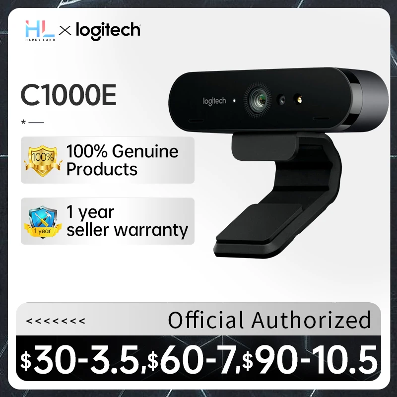 Оригинальная веб-камера Logitech C1000e BRIO 4K, видеоконференции, потоковая запись, совместимая веб-камера для ПК