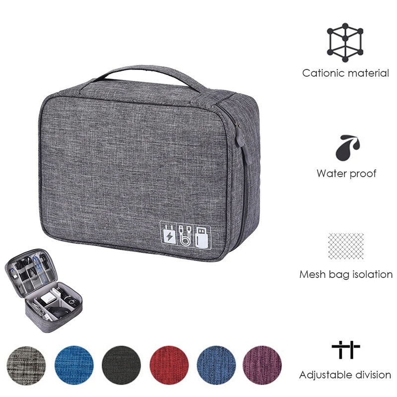 

Electronic Bag Travel Cable Accessories Bag Waterproof Double Layer Electronics Organizer Portable Storage Bag For Pad Charger