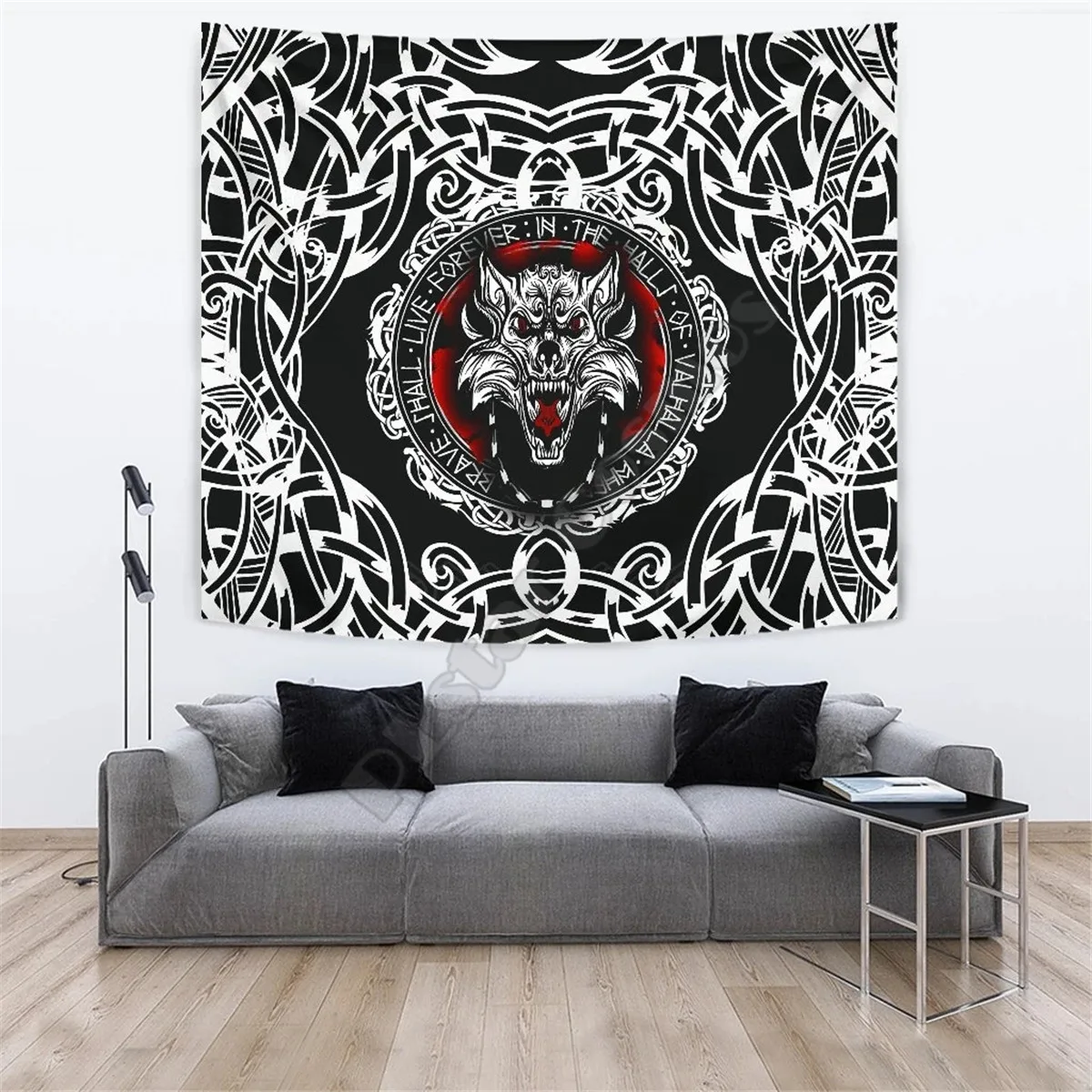 

Viking Style Tapestry Fenrir Wolf 3D Printed Wall Tapestry Rectangular Home Decor Wall Hanging Home Decoration