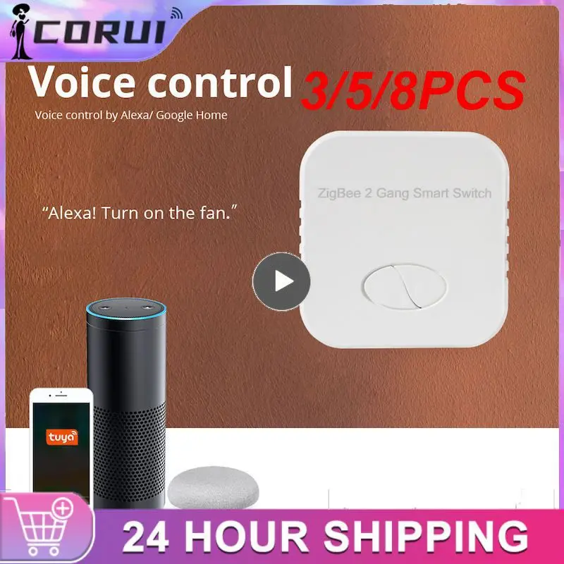 

3/5/8PCS 2 Gang Smart Switch Work With Alexa Google Home Tuya Switches Remote Control Relay Module Zigbee 3.0 Smart Home