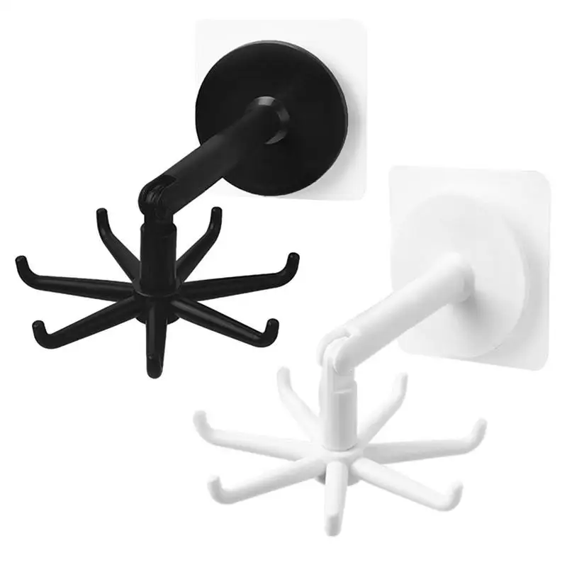

Universal Self Adhesive Hooks 360 Degree Rotatable 7 Claw Storage Hook Bathroom Bath Towel Rack Kitchen Organizer Hooks For Home