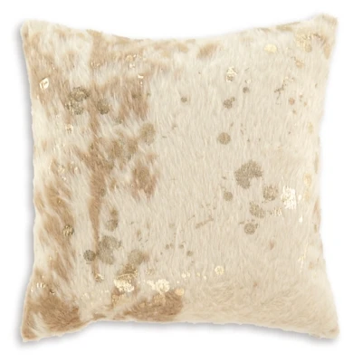 

Landers Decorative Faux Fur Throw Pillow 18 x 18, Gold and Beige