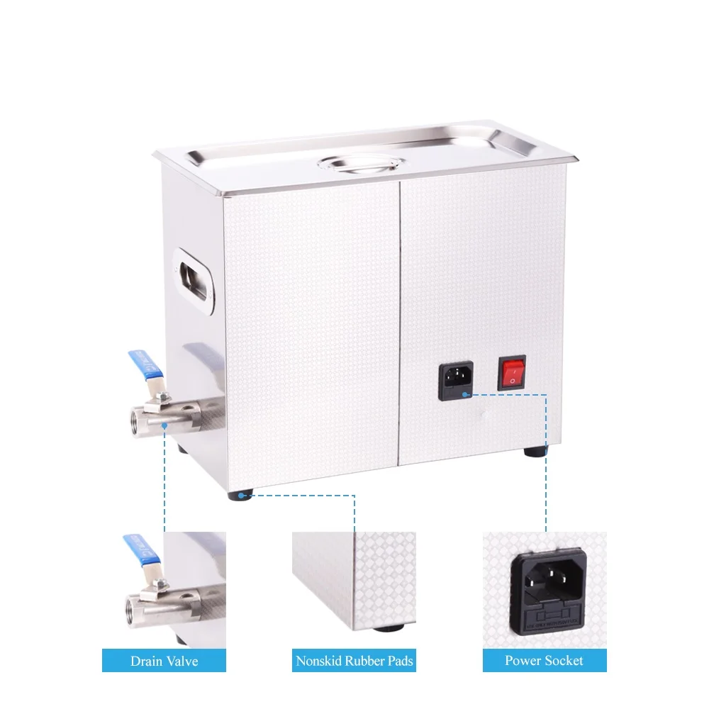 Ультразвуковая машина для очистки объемом 6 литров, мощностью 180 Вт, с нержавеющей стальной емкостью, платой PCB, DPF, лабораторным инструментом, медицинским пресс-формированием, удалением грязи и пыли, включающая цифровой ультразвуковой ванну.