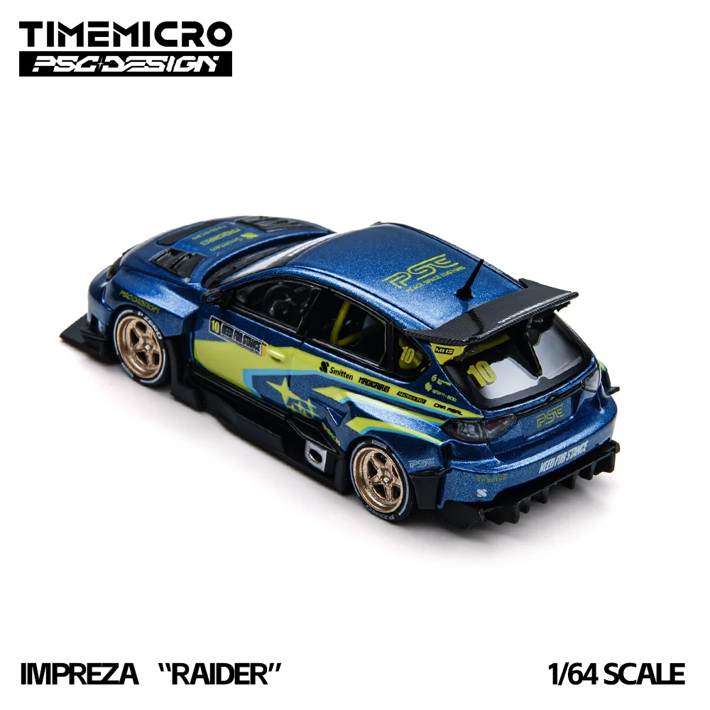 Фото Модель спортивного автомобиля TimeMicro 1:64, сине-желтая, для ралли, из литого сплава, в гоночной ливрее, миниатюрная, для коллекции и декора №2