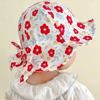 big brim sunhat for baby girls large bow flower printed summer bucket hat babe cap beach sun hat infant toddlers fishermans hat