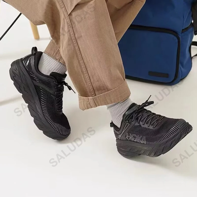 HOKA Running Shoes Bondi 7 Men Outdoor Road Running Sneakers Cushioning Elasticity Marathon Shoes Trail Trekking Tennis Sneakers