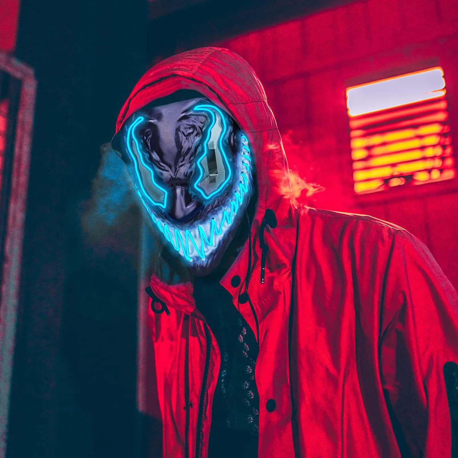 

Страшная светильник ящаяся маска на Хэллоуин для косплея, маскарада, вечеринки, светодиодные маски для детей, мужчин, женщин, мужская маска ...