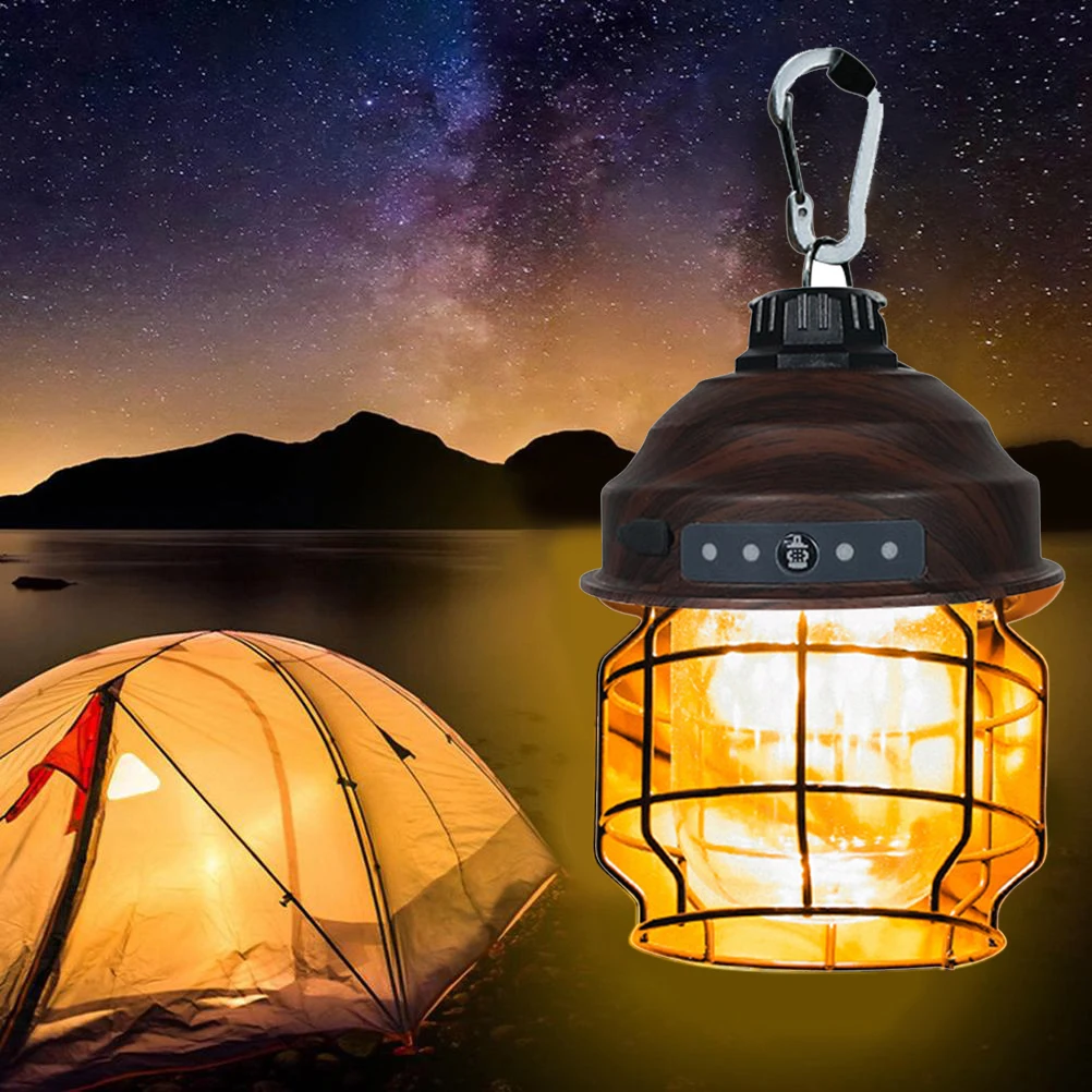 

LED Vintage Lantern Outdoor Hanging Camping Lanterns Portable Rechargeable Tent Light With Carabiner Antique Camping Night Light