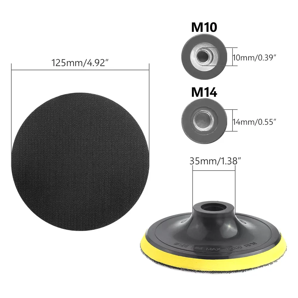 

125mm M8 M10 M14 For Woodworking Self-adhesive Sandpaper Disc Holder Sanding Disc Pad for Dremel Electric Grinder Rotary Tool
