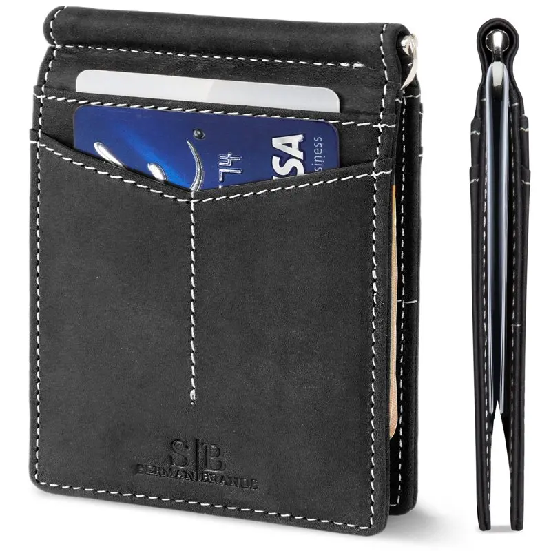 

Slim Wallets for Men | Money Clip | RFID Blocking with Front Pocket | Men Bifold | Wallet | Charcoal Black