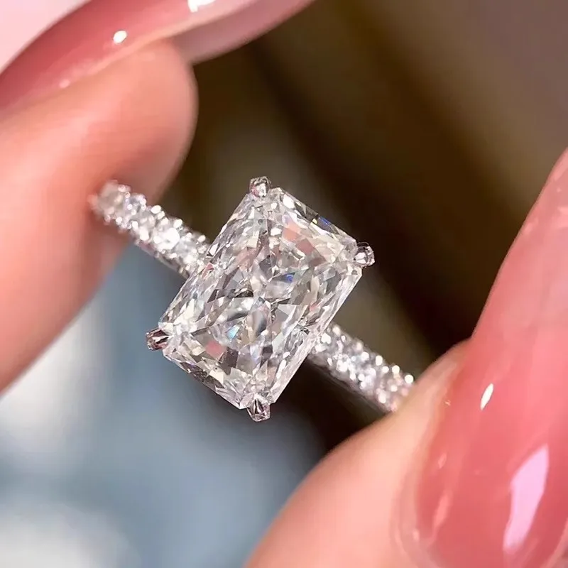 Фото Сияющий цвет D 1 2 3Ct IGI Lab Растущее кольцо с бриллиантом из твердого белого золота 9 карат Обручальное кольцо Заводское индивидуальное обручальное кольцо №2