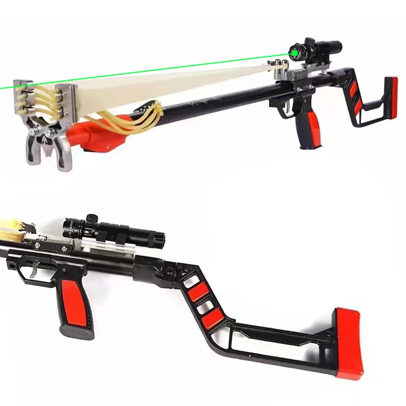 

Rifle Slingshot Telescopic Straight Slingshot Folding Shoulder Support Target Infrared Rail Shooting Stable Laser Jungle Hunting