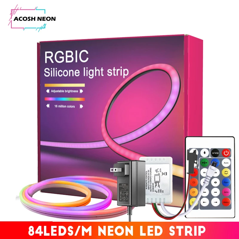Led Strip Light Music Sync 12v RGBIC Led Strip Neon Ligh Strips TV Backlight Tape Waterproof Flexible Strip Indoor Lighting
