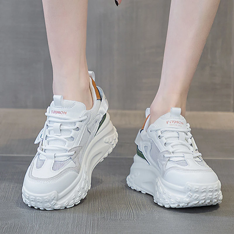 6cm Air Mesh Women Summer Shoes Platform Sneakers Soft Sole Chunky Smiley Women Fashion Sneakers Breathable Sneakers Woman Shoes