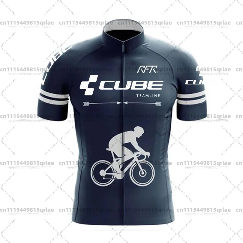 Фото Веломайка мужская летняя 2026 Cube TeamLine с коротким рукавом и гелевыми вставками, легкие дышащие велошорты на лямках - Легкий дышащий велосипедный топ №3