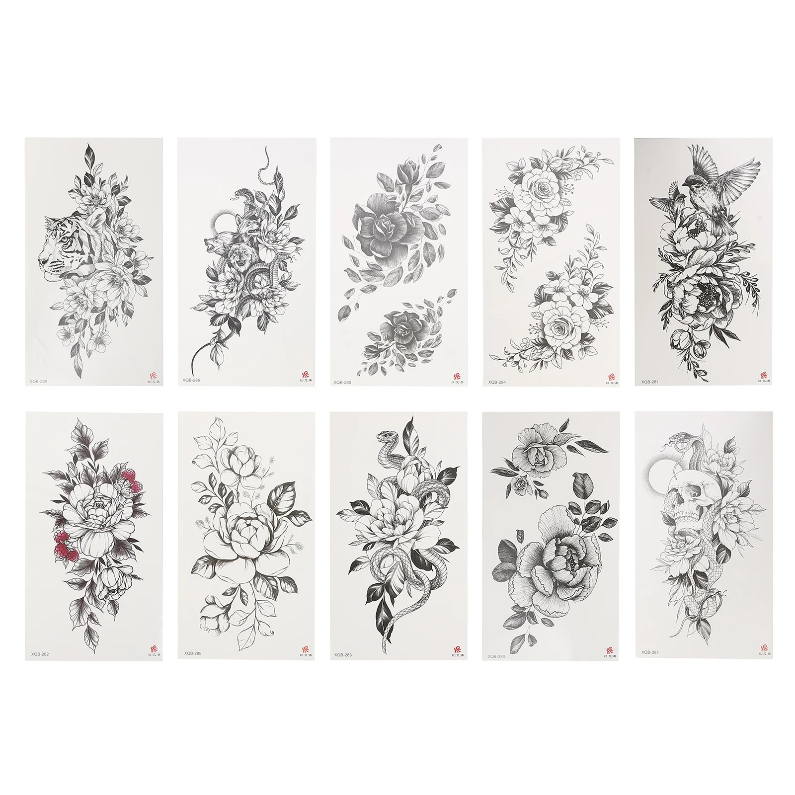 

10 Sheets Waterproof Stickers Adult Arm Tattoo Tattoos Decal Temporary Fake Peony Body Transfer