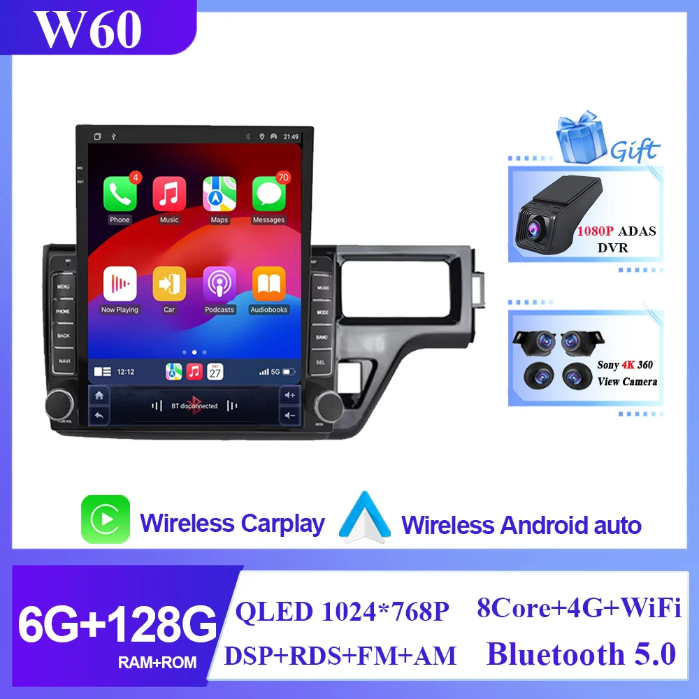 Для Honda Stepwgn 5 2015-2021 Правый ручной водитель Автомобильный радиоприемник Стерео Мультимедийный плеер 5G GPS-навигация Высокопроизводительный процессор 2din