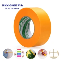2550100m yellow masking tape indoor outdoor diy painter decorating spray paint writable easy tear clean peel no glue residue