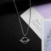 trendy new long universe pendant wholesale necklaces silver color basic punk style jewelry vintage metal sweater chain for women