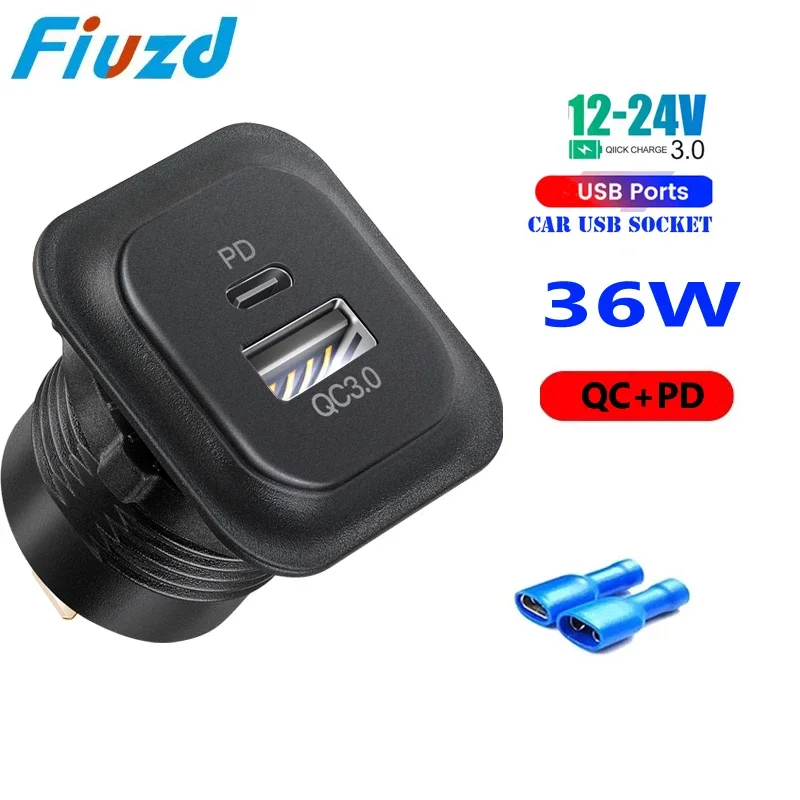 

Автомобильное USB-зарядное устройство 12 В, розетка для быстрой зарядки с вольтметром, адаптер для быстрой зарядки для 12 В, 24 В, грузовика, мотоцикла, автофургона, морской пехоты