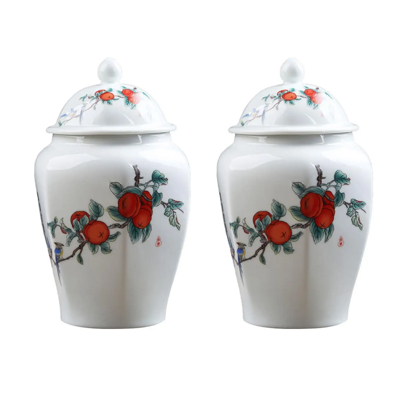 Chinese Style Porcelain Ginger Jar Loose Tea Storage Jar Glazed Flower Vase with