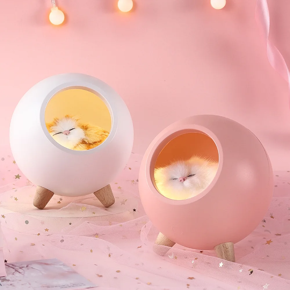 

Cute Kitten Night Lamp House Night Light USB Touch Dimming Bedside Table Lamp Children'S Bedroom Decor Ornaments Creative Gift