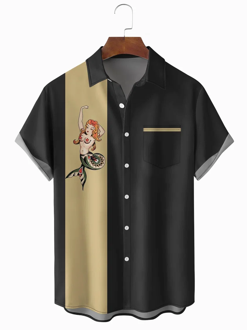 

Men's Mermaid Character Graphic Print Short Sleeve Shirt