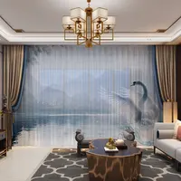 Swan 3D Customized Photo Curtains Panel Sheer Tulle  Window Curtain For Living Room Door Great Wall Mountains Plants Paintings