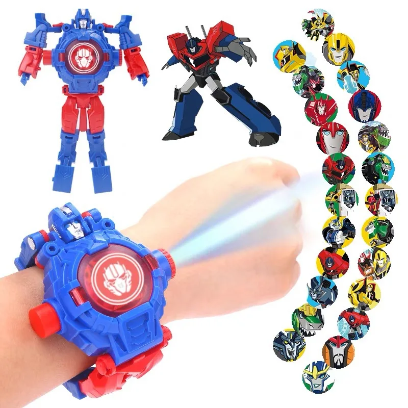 

Kids Deformation Projection Watch Toy Creative Cartoon Transformation Robot Luminous Electronic Watch Toys for Boys Girls Gift