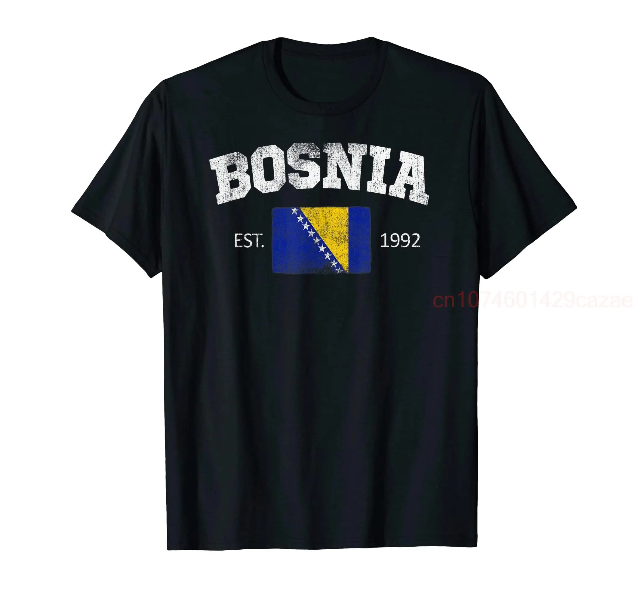 

100% Cotton Vintage BOSNIA Independence Day Flag Est 1992 Souvenir T-Shirt Gift Hip Hop MEN WOMEN UNISEX T Shirts