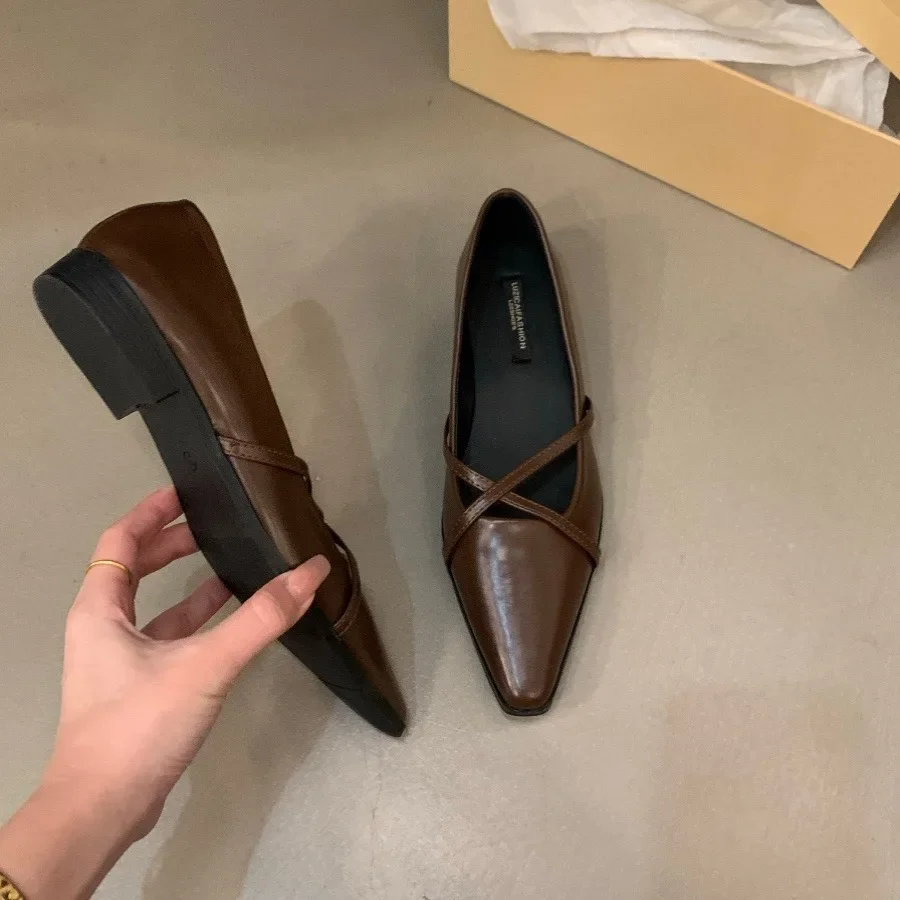 Модные женские туфли Мэри Джейн с перекрестным ремешком новинка 2024 осенние