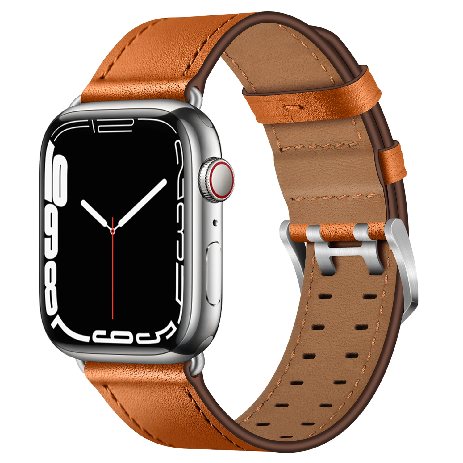 

Cowhide Genuine Leather Strap for Apple Watch 38mm 42mm 41mm 40mm 44mm 45mm Stainless Steel Buckle Band for iWatch 7 SE 6 5 4 3