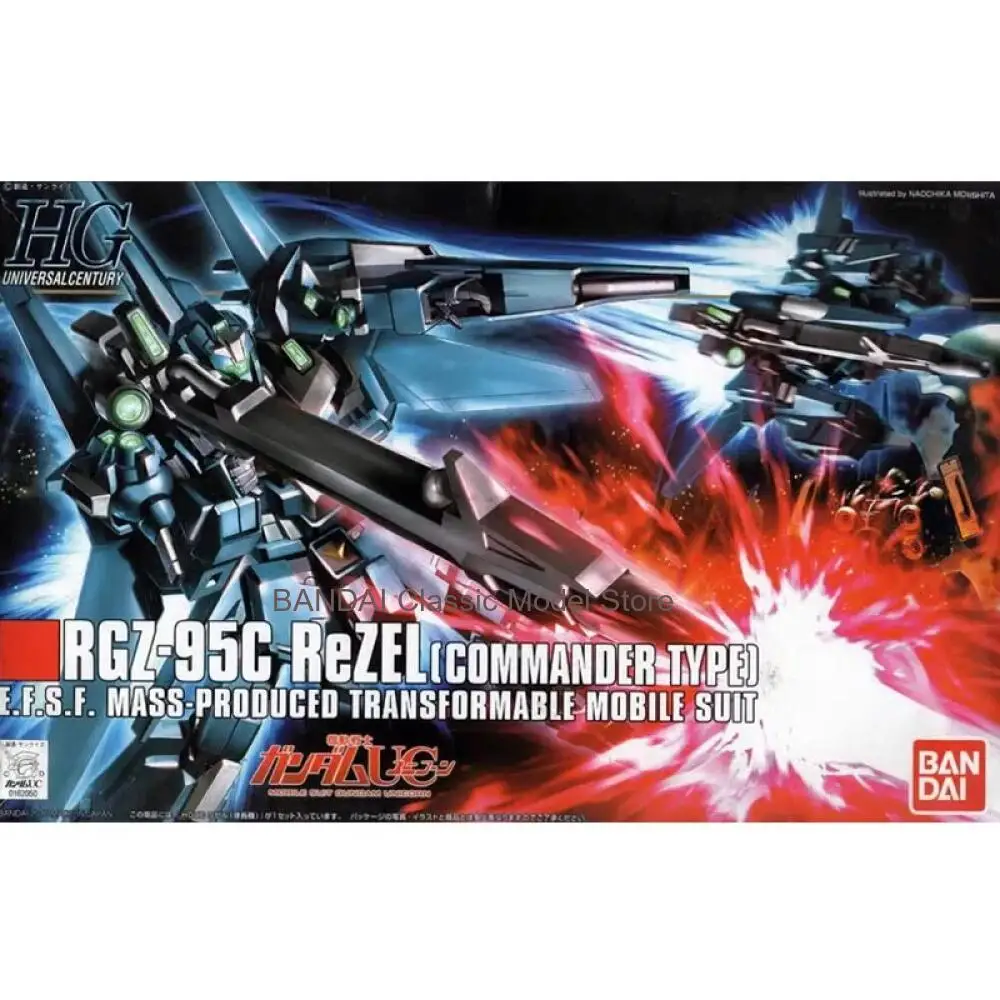 Фото Оригинальный набор для сборки модели Bandai Gundam HGUC 1/144 UNICORN RGZ-95C ReZEL Commander Type, аниме-фигурка, игрушка для мальчиков, подарок №2